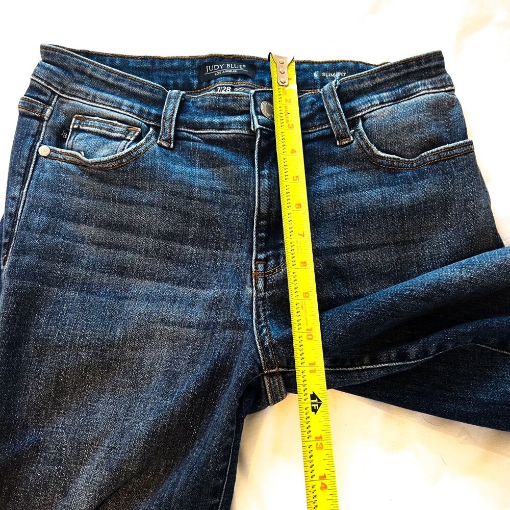 Judy Blue Destroyed Distressed Slim Fit Mid Rise Jeans Size  7/28 - Picture 11 of 16